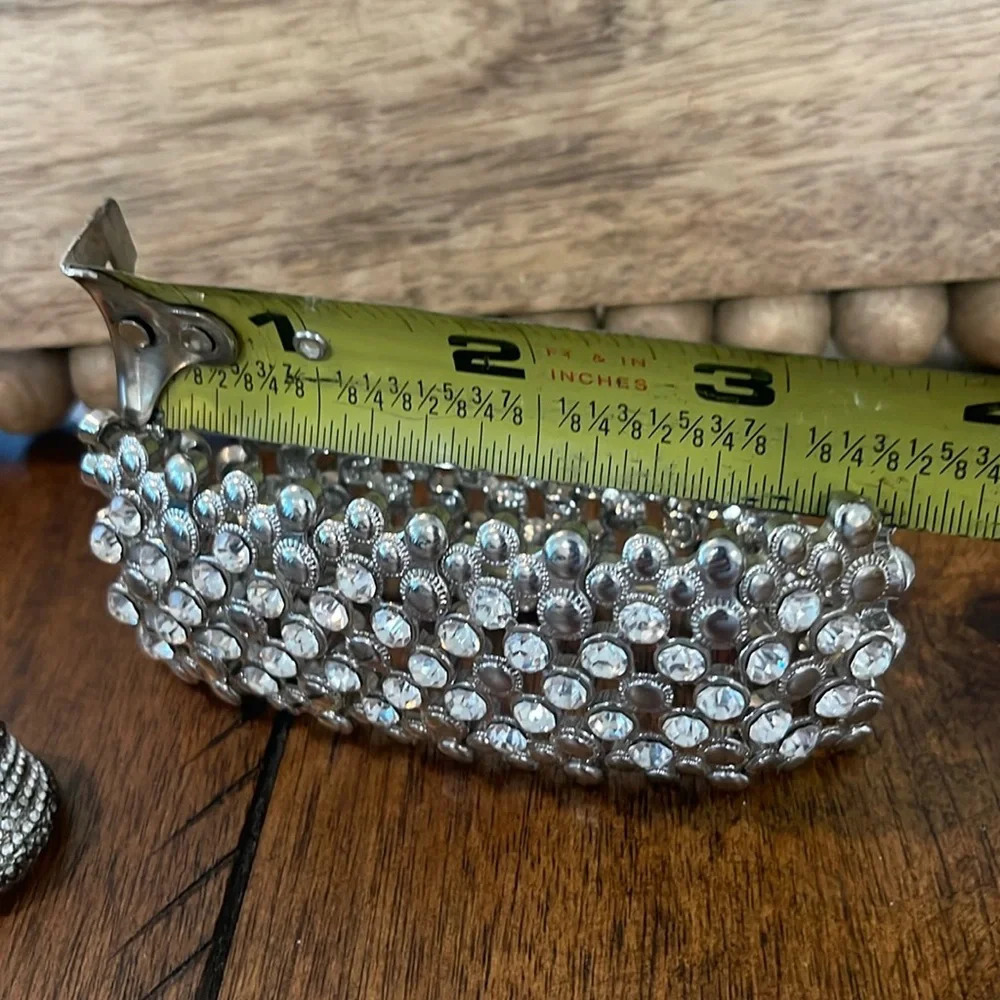 Ring size 8 bracelet rhinestone paved silver tone bling bling fashion jewelry - Picture 16 of 17